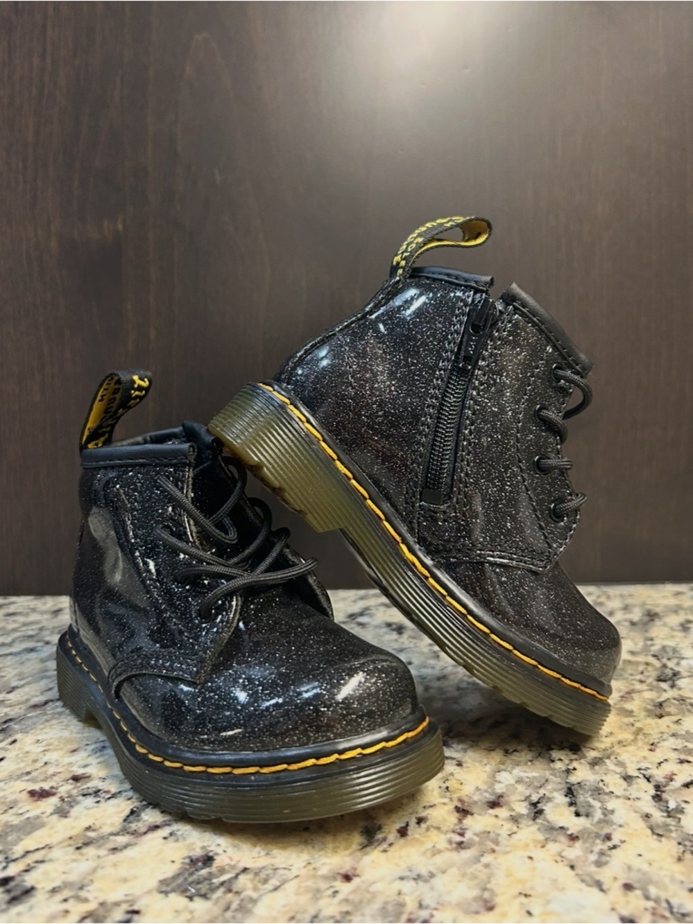 Kids Sparkle Ankle Boots with Side Zip in Black